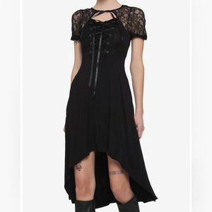 Hot Topic, Black Lace up Dress, High Low, Size Medium